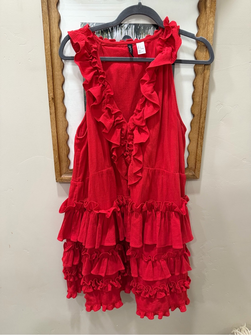 Ruffled Sleeveless Dress - Red
